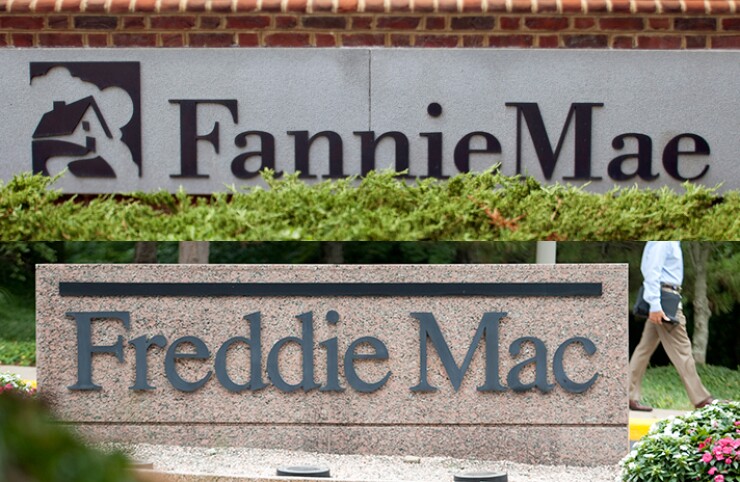 Signage in front of the Fannie Mae and Freddie Mac headquarters.